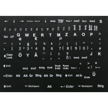 N10 Naklejki na klawiaturę - Niemieckie - czarne tło - duży zestaw - 13:10mm