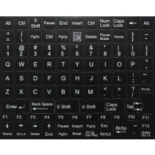 N7 Naklejki na klawiaturę - czarne tło - duży zestaw - 13:13mm