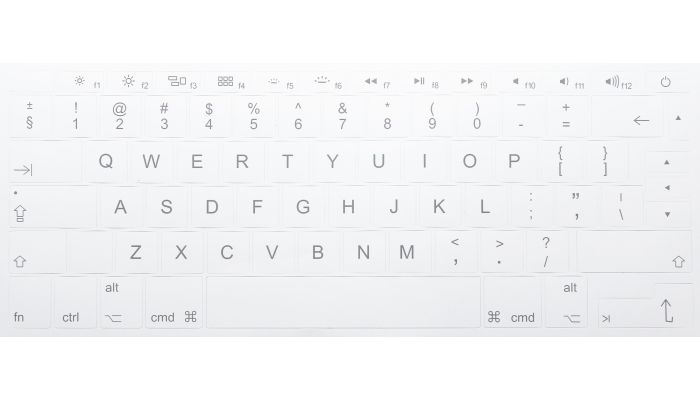 N18 Naklejki na klawiaturę Apple - białe tło - duży zestaw - 14:14mm