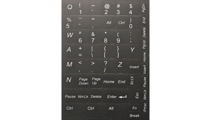 N8 Naklejki na klawiaturę - szare tło - duży zestaw - 12,5:10,5mm