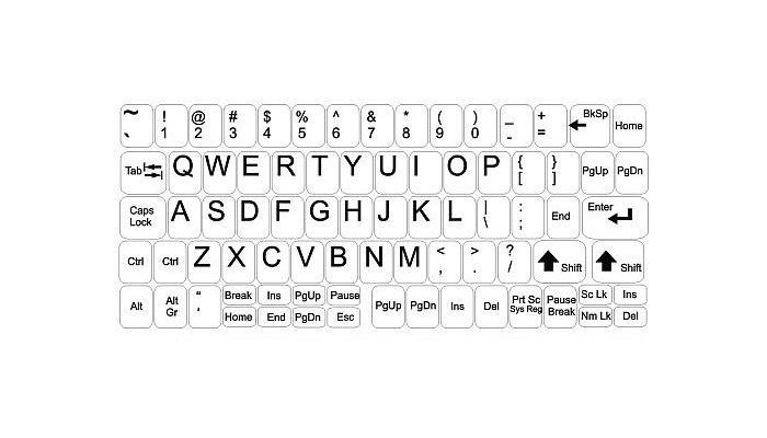 Naklejki na klawiaturę - duży zestaw - białe tło