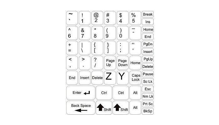 Naklejki na klawiaturę - średni zestaw - białe tło